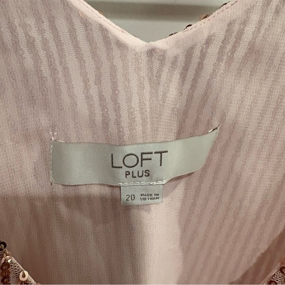 LOFT Plus Pink Sequin Sleeveless Blouse - Picture 2 of 10
